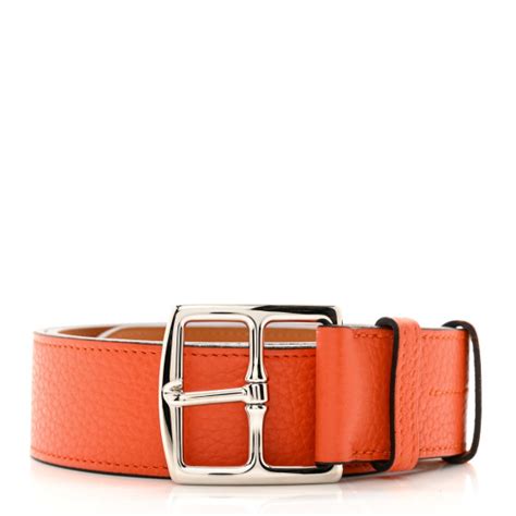 HERMES Taurillon Clemence Etriviere Belt 85 34 Orange 